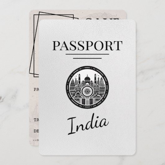 White India Passport Save the Date (Vorne/Hinten)