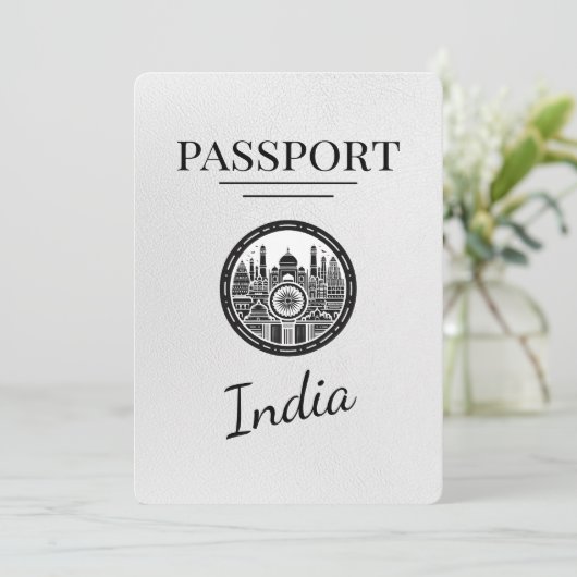 White India Passport Save the Date (Stehend Vorderseite)