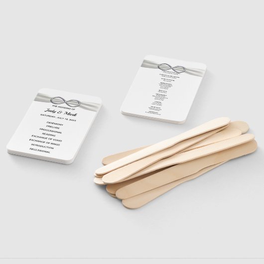 White Infinity Wedding Program Fans Fächer (Non-assembled)