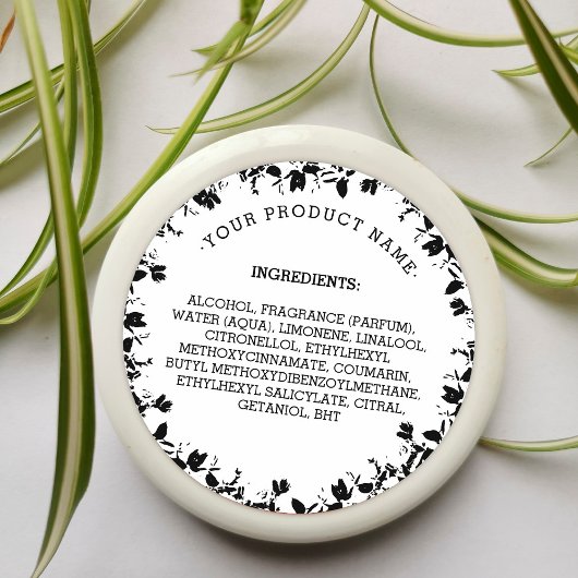 White Ingredients Product Label Candle | Seife Runder Aufkleber