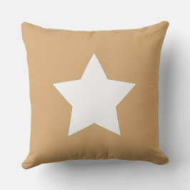 White Initials and star Natural brown background Kissen