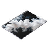 White Ink Swirl on Black Abstract Notebook Notizblock (Linke Seite)