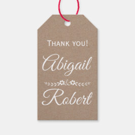 White ink typography kraft paper wedding Danke Geschenkanhänger