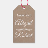 White ink typography kraft paper wedding Danke Geschenkanhänger (Rückseite)