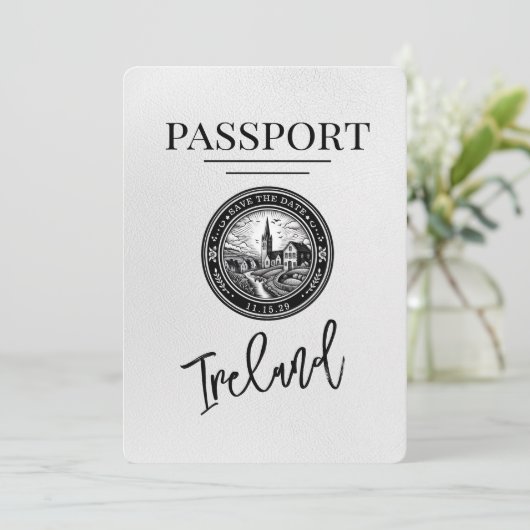 White Ireland Pass Save the Date (Stehend Vorderseite)