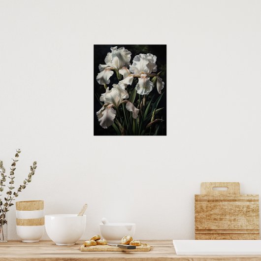 White Iris Blume Art Print Poster (Küche)