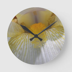 White Iris Blume Foto Runde Wanduhr