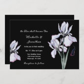 White Iris Floral on Black Christlich Wedding Einladung (Vorne/Hinten)