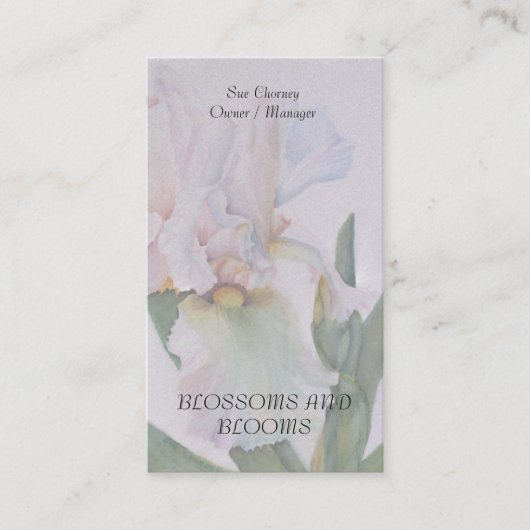 WHITE IRIS WATERCOLOR BLUME BUSINESS CARDS VISITENKARTE (Vorderseite)