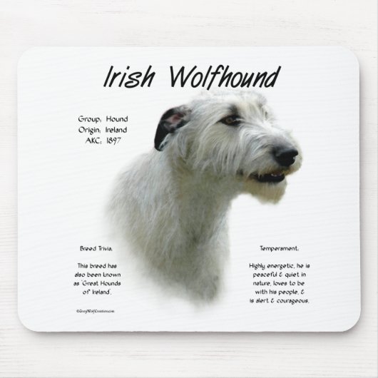 White Irish Wolfhound History Mousepad (Vorne)