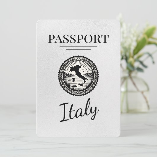 White Italy Passport Save The Date (Stehend Vorderseite)