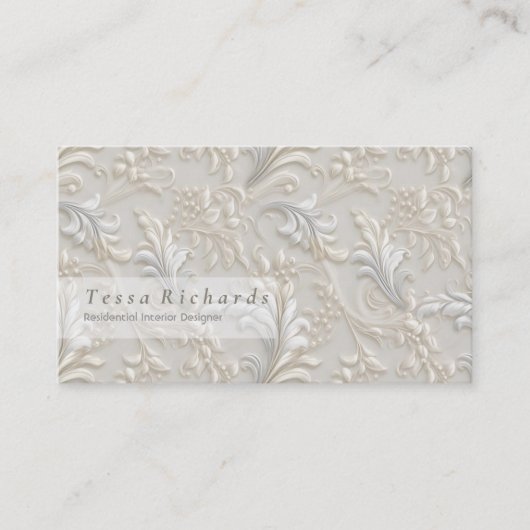 White Ivory Acanthus Business Card Visitenkarte (Vorderseite)