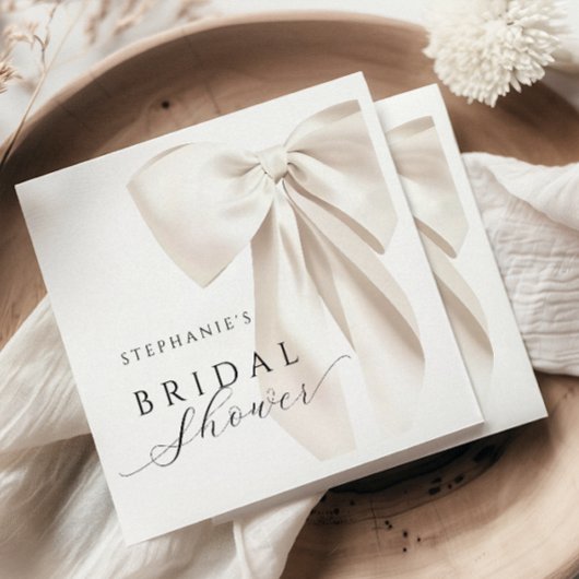 White Ivory Bow Brautparty Serviette