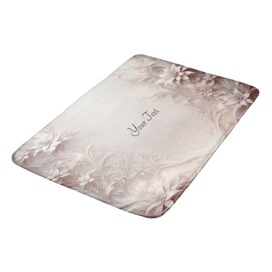 White Ivory Floral Bath Mat Badematte (Schrägansicht)