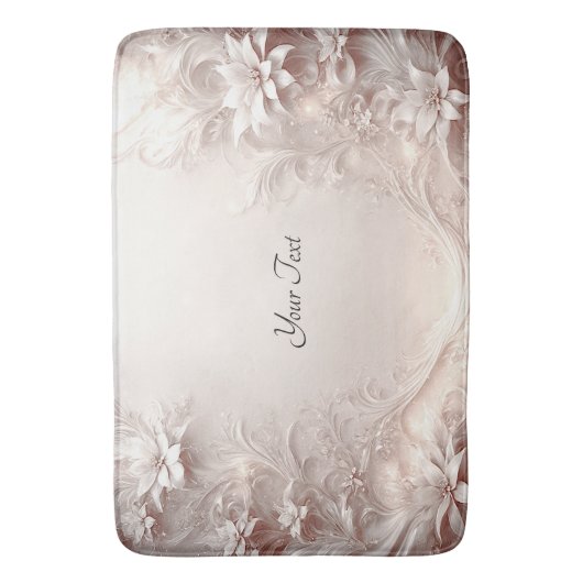 White Ivory Floral Bath Mat Badematte (Vorderseite Vertikal)