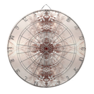White Ivory Floral Dartboard Dartscheibe
