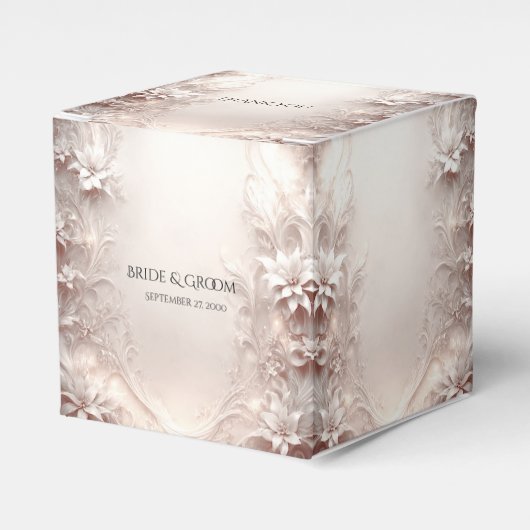 White Ivory Floral Favor Box Geschenkschachtel (Vorderseite)