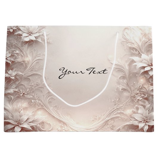 White Ivory Floral Geschenktasche Große Geschenktüte (Vorderseite)