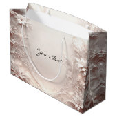 White Ivory Floral Geschenktasche Große Geschenktüte (Rückseite Schrägansicht)