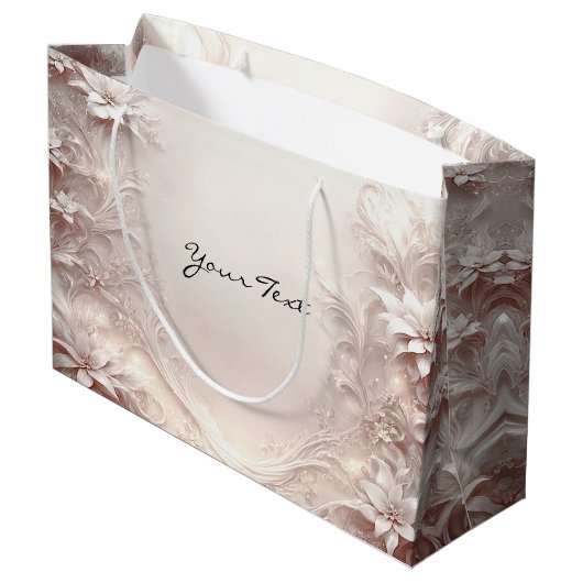 White Ivory Floral Geschenktasche Große Geschenktüte (Rückseite Schrägansicht)