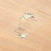 White Ivory Floral Gold Nuestra Boda Calligraphy Acryleinladungen (Ablage )