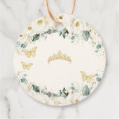 White Ivory Floral Gold Schmetterlinge Princess Ti Geschenkanhänger (Rückseite)