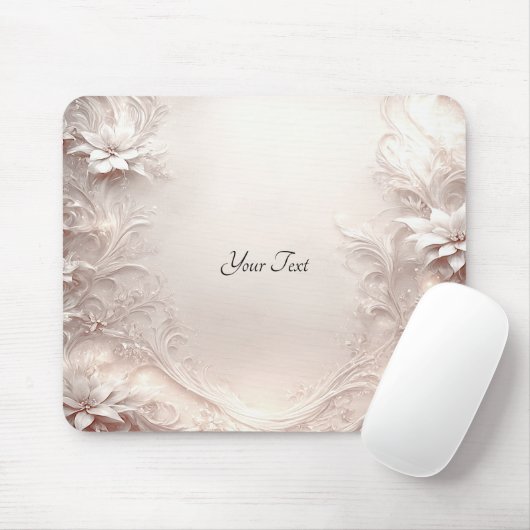 White Ivory Floral Mousepad (Mit Mouse)