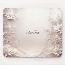 White Ivory Floral Mousepad