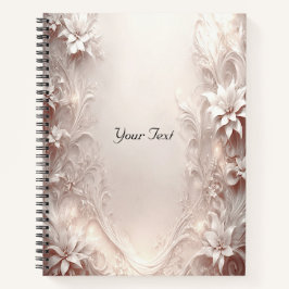 White Ivory Floral Notebook Notizblock