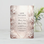 White Ivory Floral Save the Date (Stehend Vorderseite)