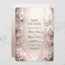 White Ivory Floral Save the Date