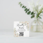 White Ivory Floral Wedding Bridal Shower QR RSVP Begleitkarte (Stehend Vorderseite)