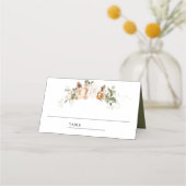 White Ivory Gold Weihnachtsblume Hochzeit Platzkarte (Vorderseite)