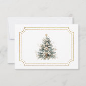 White Ivory Gold Weihnachtsblume Hochzeit RSVP Karte (Rückseite)