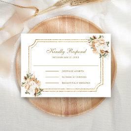 White Ivory Gold Weihnachtsblume Hochzeit RSVP Karte