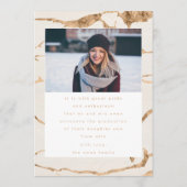 White Ivory Oasis Gold Abschluss Foto Party Einladung (Rückseite)