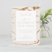 White Ivory Oasis Gold Abschluss Foto Party Einladung (Stehend Vorderseite)