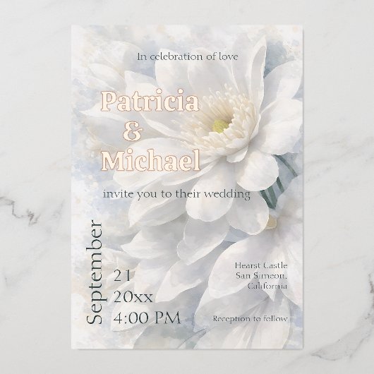 White Ivory Quiet Luxury Romantic Elegant Wedding Folieneinladung (Vorderseite)