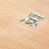 White Ivory Weihnachts Feuerplatz Arch Wedding Acryleinladungen (Ablage )