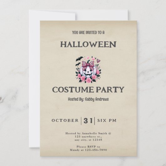 White Jack-O' Lantern Blume Vintag Halloween Einladung (Vorderseite)