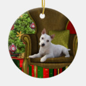 White Jack Russell Christmas Keramikornament (Vorne)