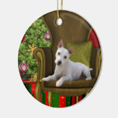 White Jack Russell Christmas Keramikornament (Links)