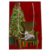 White Jack Russell Christmas Mittlere Geschenktüte (Rückseite)
