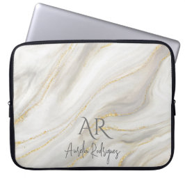 White Jade Marble Gold Glitzer individuell anpassb Laptopschutzhülle