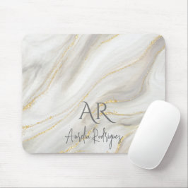 White Jade Marble Gold Glitzer individuell anpassb Mousepad