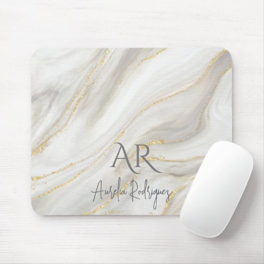 White Jade Marble Gold Glitzer individuell anpassb Mousepad (Mit Mouse)