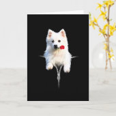 White Japan Spitz Dog Sweet Gift Karte (Gelbe Blume)