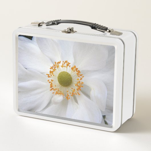 White Japanese Anemone Floral Metall Brotdose (Vorderseite)