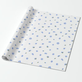 White Japanese Nemophila Floral Pattern クッション Geschenkpapier