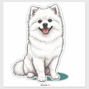 White Japanese Spitz Aufkleber